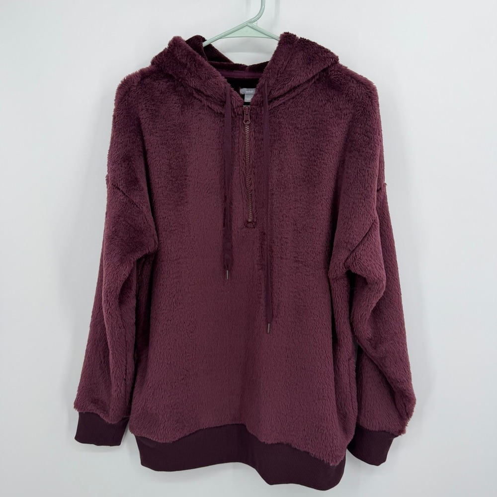Aerie Womens Tedd Hooded Half Zip Medium Purple Quarter Zip Hoodie Sweatshirt